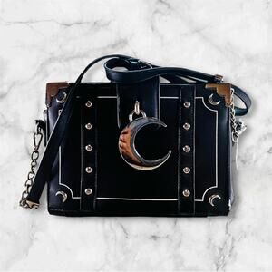 Killstar Crescent Moon Black Studded Crossbody Purse